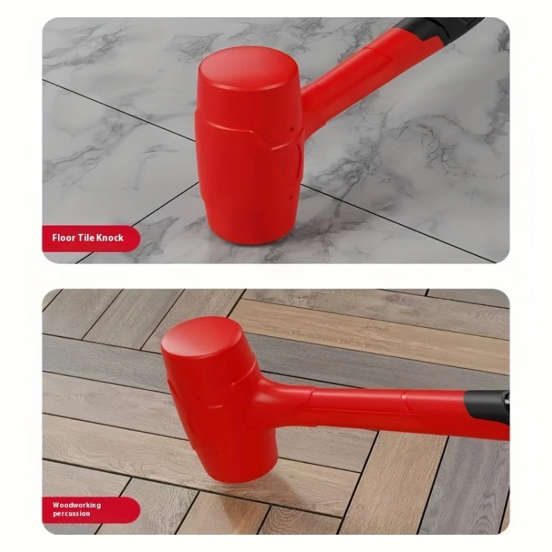 Double-sided rubber hammer, heavy-duty rubber hammer, with insulated handle and non-slip grip, non-elastic mounting hammer.