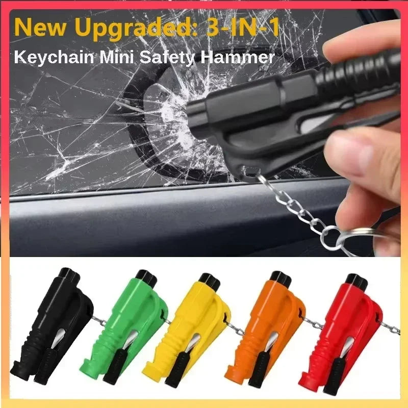 Compact 3-in-1 Car Safety Hammer Window Breaker Seat Belt Cutter Emergency Rescue Tool for Vehicle Accessories