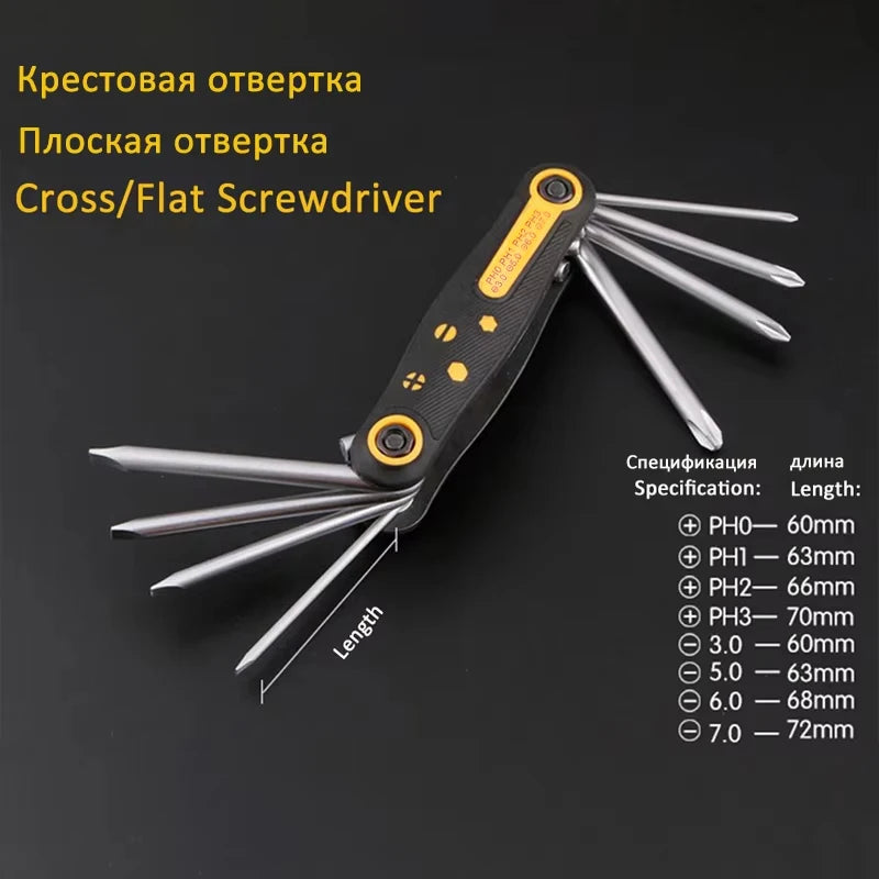 8 in 1 Folding Screwdriver Set Torx Screwdriver Mini Screwdriver Bits Kit Hexagon Torx Screwdriver Phillips Flat Screw Driver
