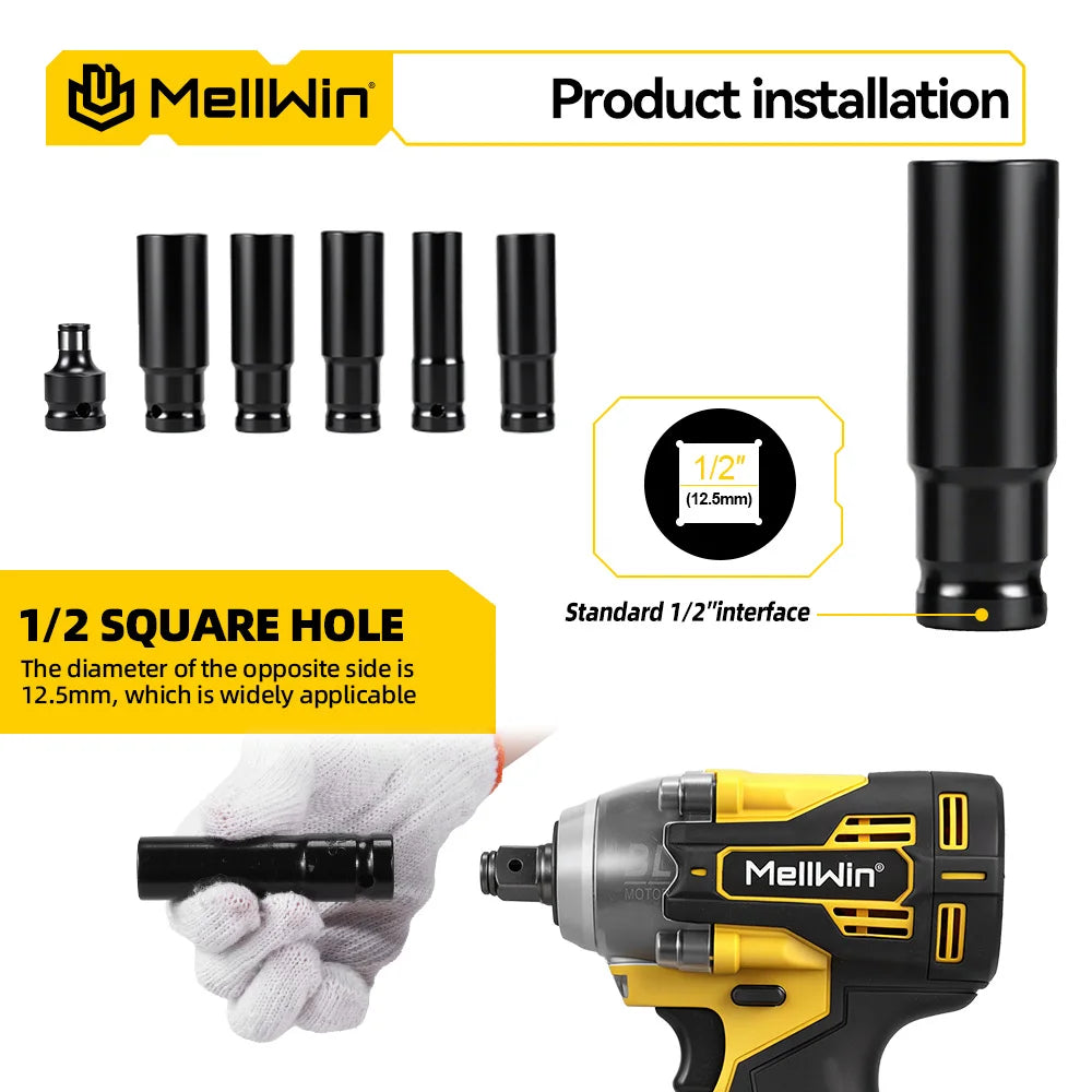 MELLWIN Brushless 520N·m Multi Electric Impact Wrench Set 3IN1 Electric Drill Screwdrive Repair Tool For Makita 18V Battery Pin