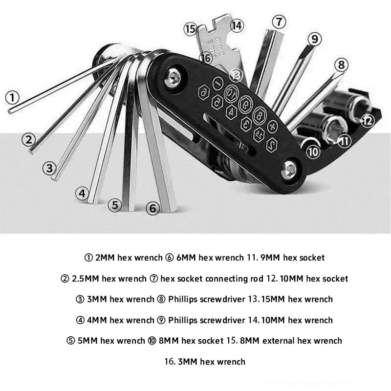 16 In 1 Folding Multifunctional Screwdriver Wrench Socket Stainless Steel Maintenance Tool Home Maintenance Tool Workshop Tool
