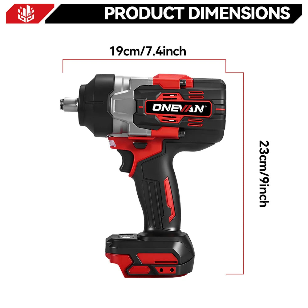 ONEVAN 2800N.M 2800W Brushless Electric Impact Wrench 1/2 Inch Cordless Wrench Screwdriver Power Tool For Makita 18V Battery Pin