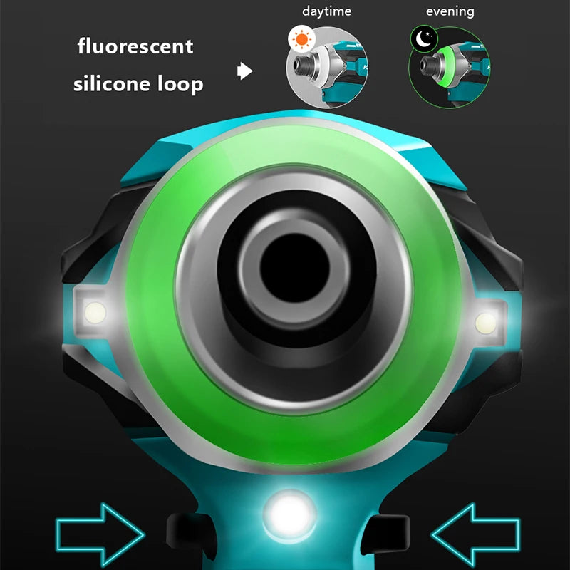 Kamolee 588Nm Cordless Electric Impact Brushless Wrench 5 Speed Screwdriver Power Tool 1/4" with 3 LED Light for 18V 21V Battery