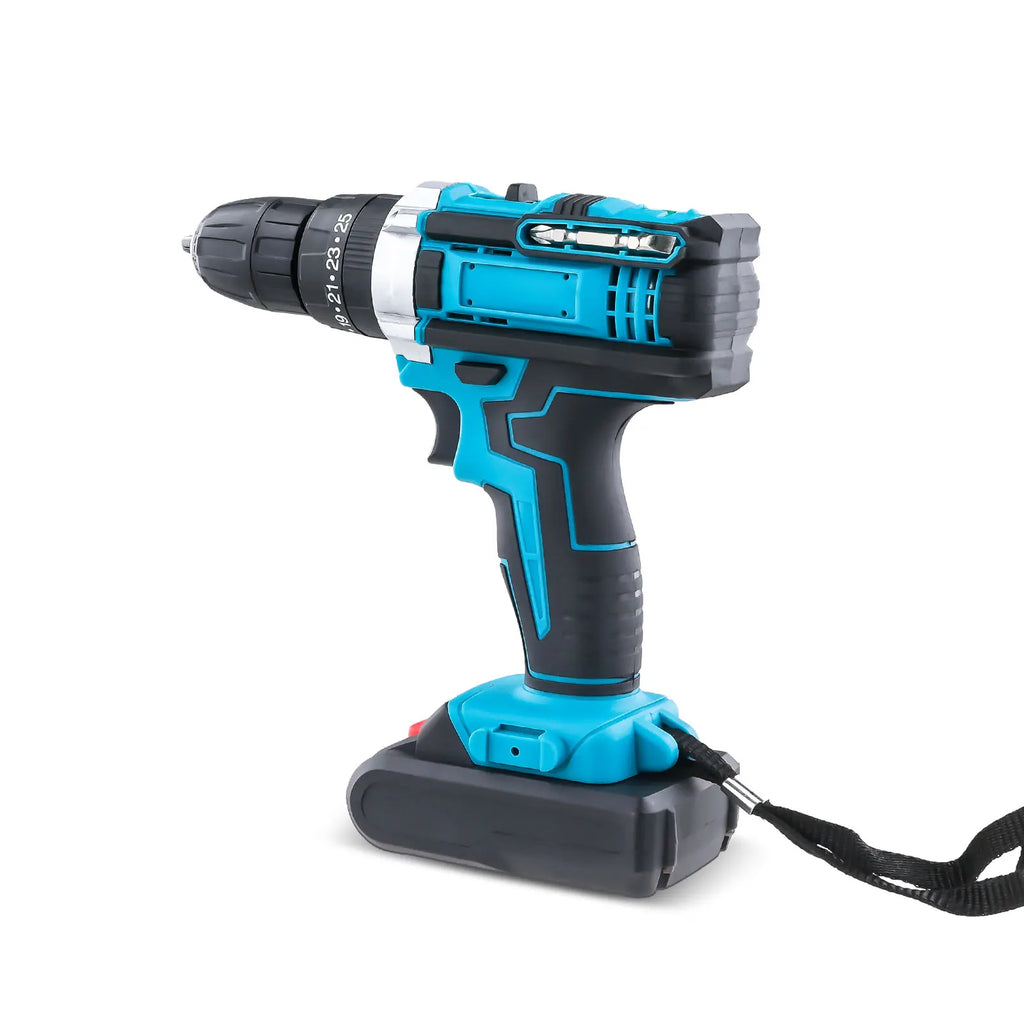 21V Cordless Brush Drill Driver with Impact Function Rotary Hammer 2-Speed Hammer Drill Electric Screwdriver Set With 2 Battery