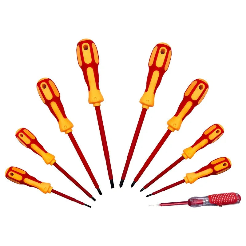 ESPLB 9pcs Insulated Screwdriver Strong Magnetic PP+TPR Handle CR-V Phillips Slotted Pozidriv Torx Screwdriver