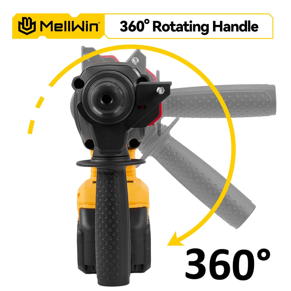 MELLWIN 3 in 1 Brushless Electric Hammer Drill Multifunction Impact Hammer for Steel Concrete Wood For Makita 18V Battery Pin