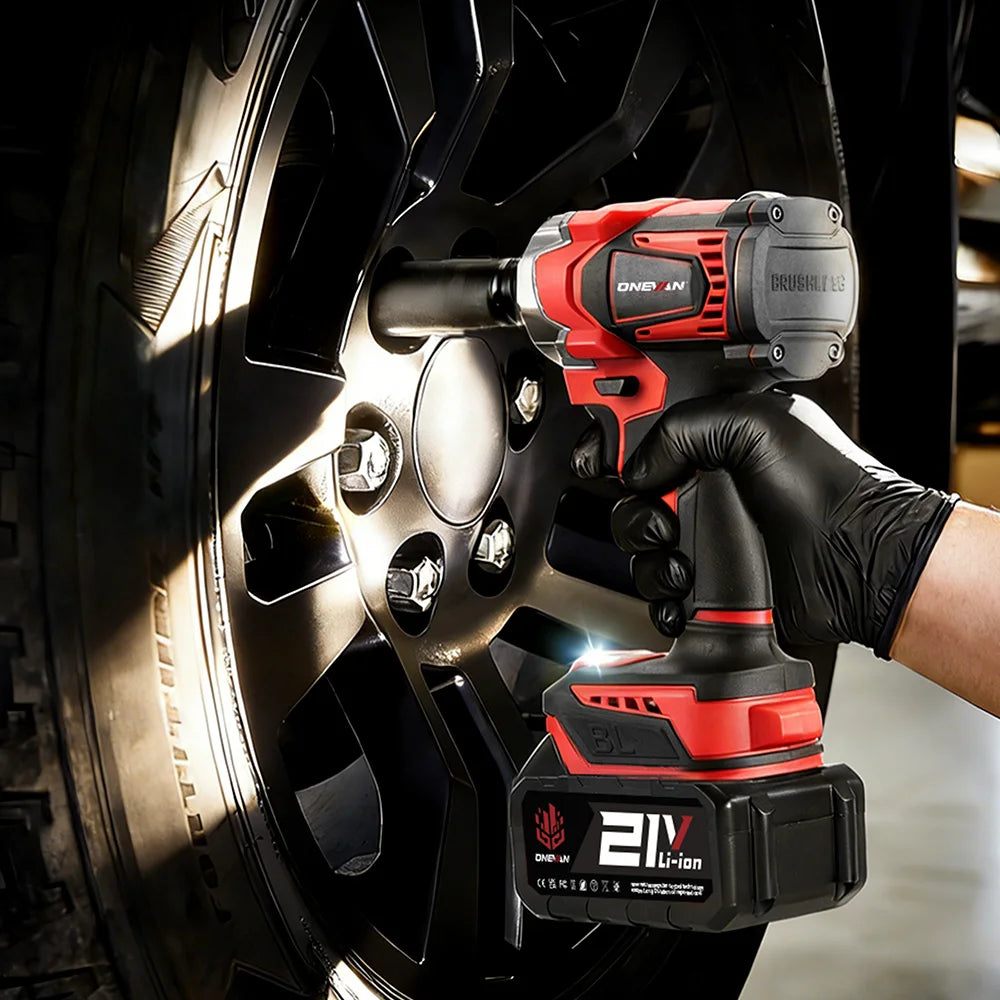 ONEVAN 1200N.M Brushless Electric Impact Wrench 1/2 inch Cordless Screwdriver Wrench Power Tool For Makita 18V Battery Pin