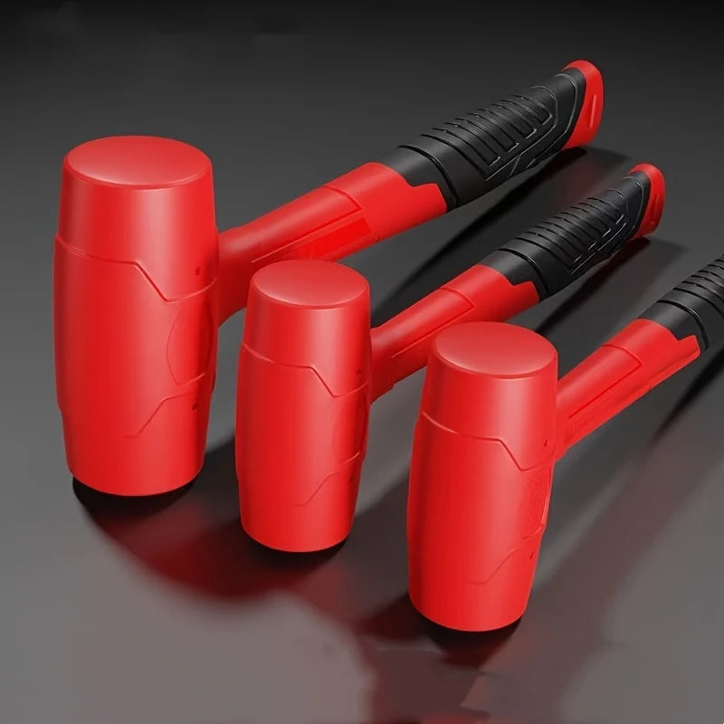 Double-sided rubber hammer, heavy-duty rubber hammer, with insulated handle and non-slip grip, non-elastic mounting hammer.