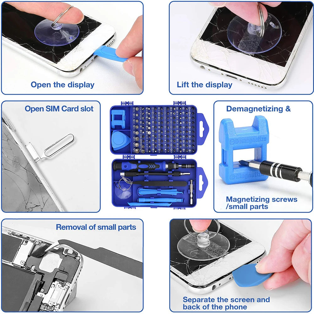 122-Piece Magnetic Screwdriver Set Professional Precision Tool Kit with CR-V Steel Bits Magnetic Tips For DIY Repairs