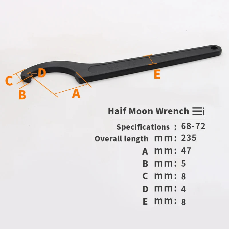 1pcs Round Nut Hook Spanner Mill Holder Half Moon Wrench 22-26 34-36 38-42 45-52 55-62 85-105 90-95 165-170