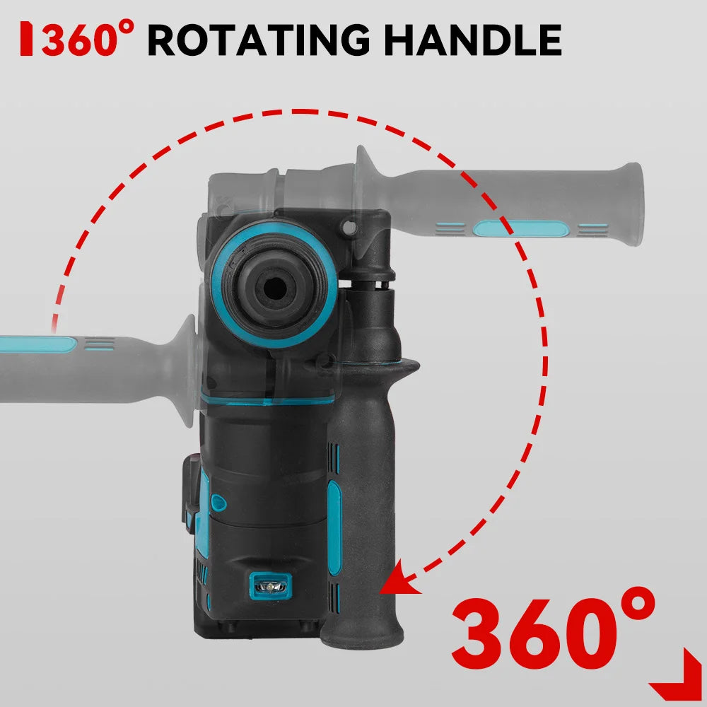 ONEVAN 27MM Brushless Electric Hammer Impact Drill Cordless Multifunction Rotary Hammer Power Tool For Makita 18V Battery Pin