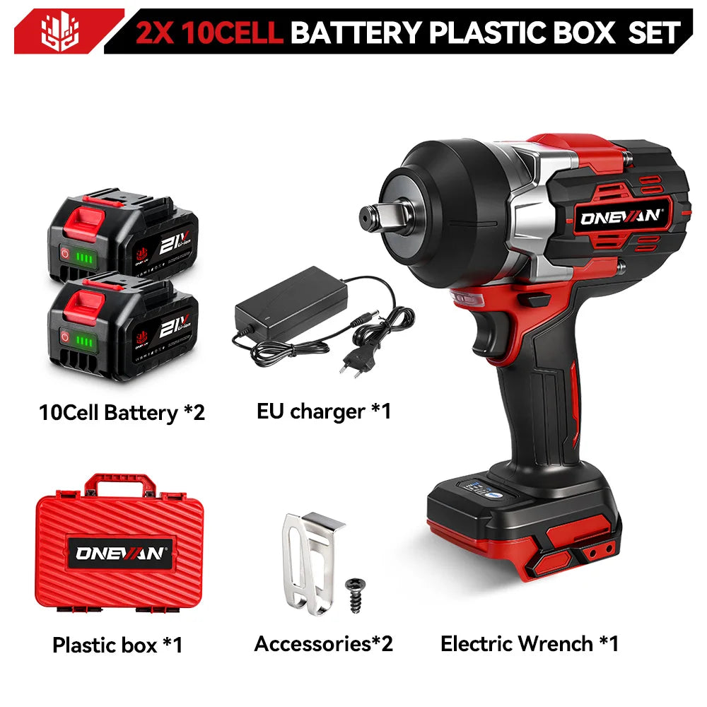 ONEVAN 2800N.M 2800W Brushless Electric Impact Wrench 1/2 Inch Cordless Wrench Screwdriver Power Tool For Makita 18V Battery Pin