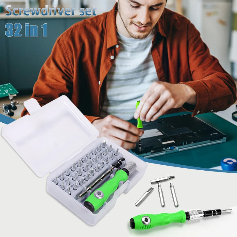 32 in 1 Multifunctional Screwdriver Set Mini Small Screwdriver Torx Phillips Magnetic Screw Driver Bit Portable Repair Tool Kit