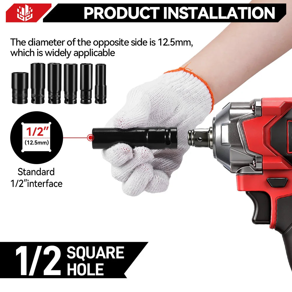 ONEVAN 1200N.M Brushless Electric Impact Wrench 1/2 inch Cordless Screwdriver Wrench Power Tool For Makita 18V Battery Pin