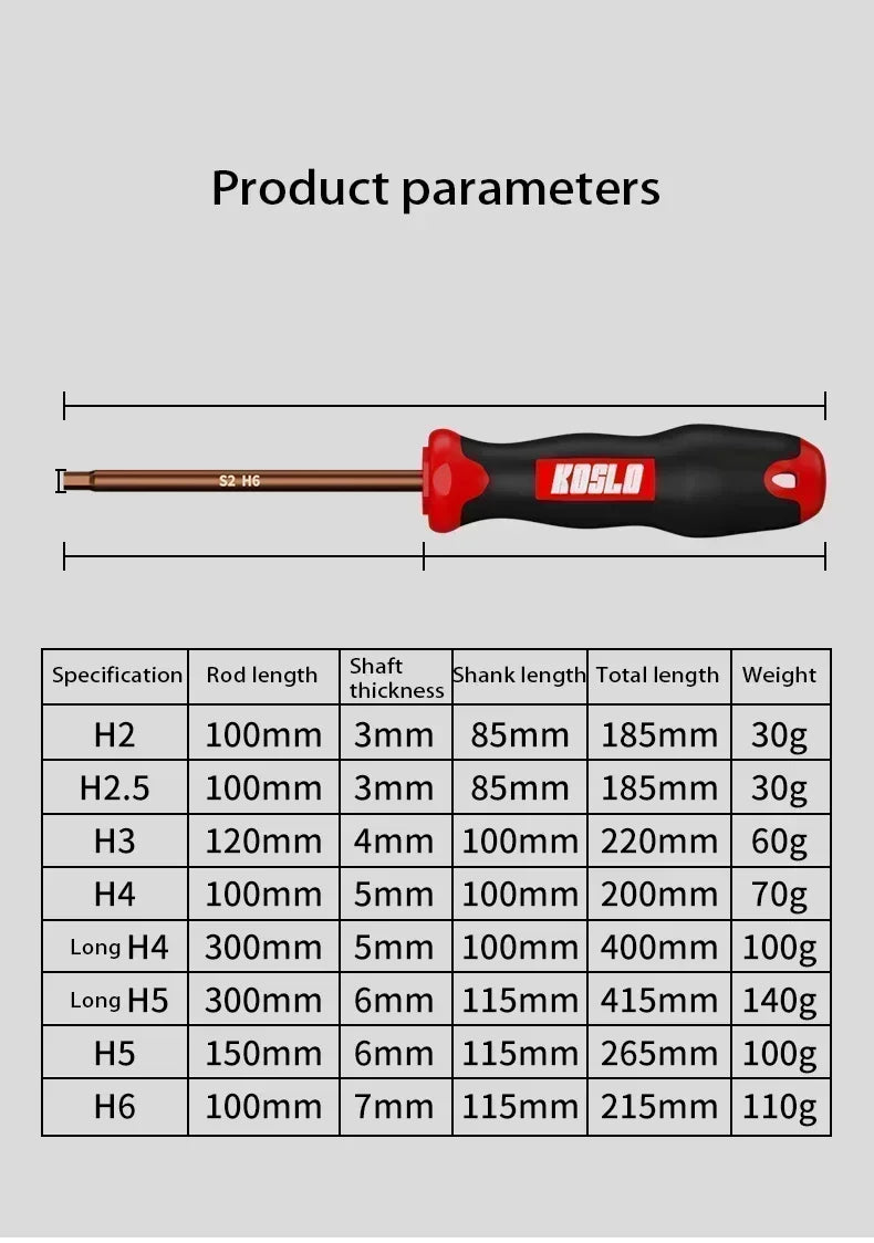 Hexagon Socket Screwdriver Small Hexagon Wrench Six-pointed Star Set Tool Extended Straight Handle Screwdriver H2.5/4mm