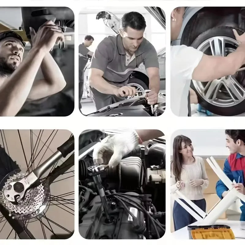 HUHAO 1/2 Socket Wrench Handle Tools Quick Release Vanadium Steel Ratchet Wrench For Automotive Repair Hardware Tools