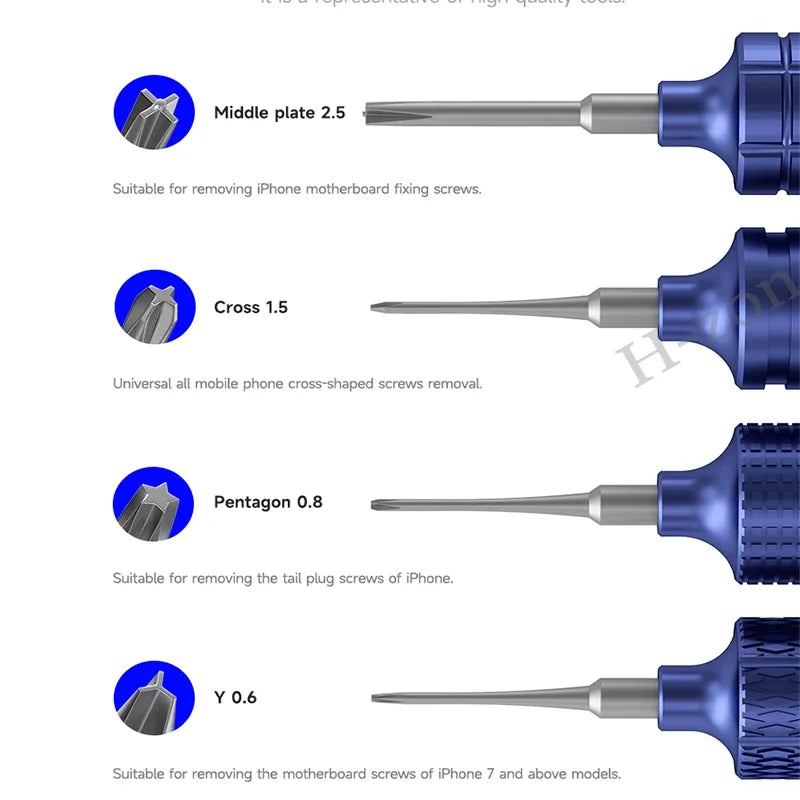 Mechanic Blue Armor 4in1 High Hardness Precision Screwdriver Plum blossom cross for IPhone bottom Internal disassembly tools