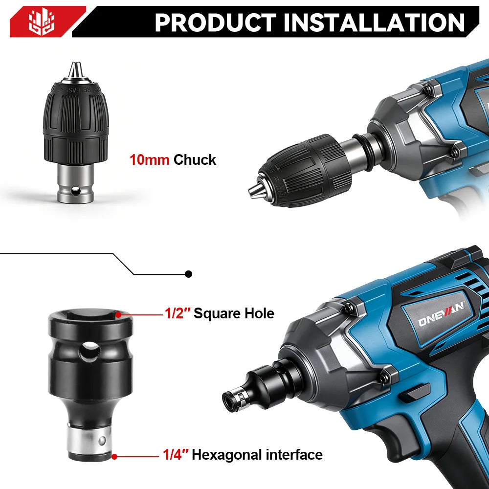 ONEVAN 1200N.M Brushless Electric Impact Wrench 1/2inch Cordless Torque Wrench Screwdriver Power Tool For Makita 18V Battery Pin