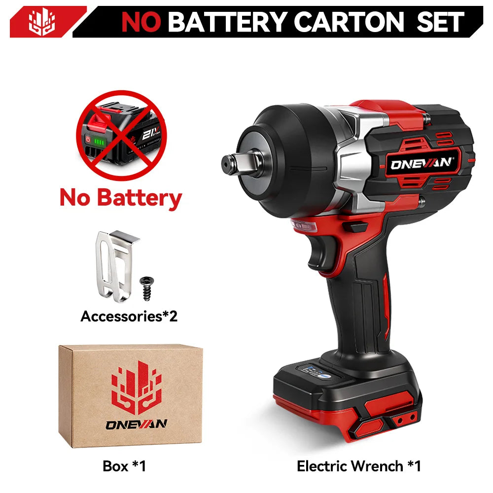 ONEVAN 2800N.M 2800W Brushless Electric Impact Wrench 1/2 Inch Cordless Wrench Screwdriver Power Tool For Makita 18V Battery Pin