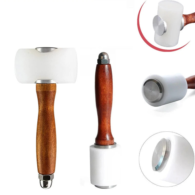 1pc Nylon Leather Carving Hammer DIY Handmade Tools Printed Cowhide Punch Cutting Sewing Hammers Leather Art Making Supplies