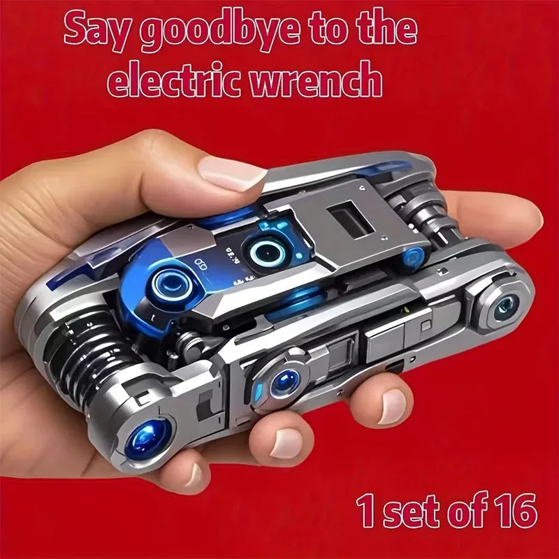 16 In 1 Folding Multifunctional Screwdriver Wrench Socket Stainless Steel Maintenance Tool Home Maintenance Tool Workshop Tool