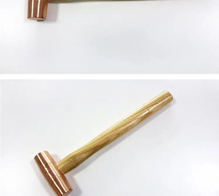Red Copper Round Drum Hammer with Wooden Handle Double sided Hammer Red Copper Round Drum Hammer 1p-3p