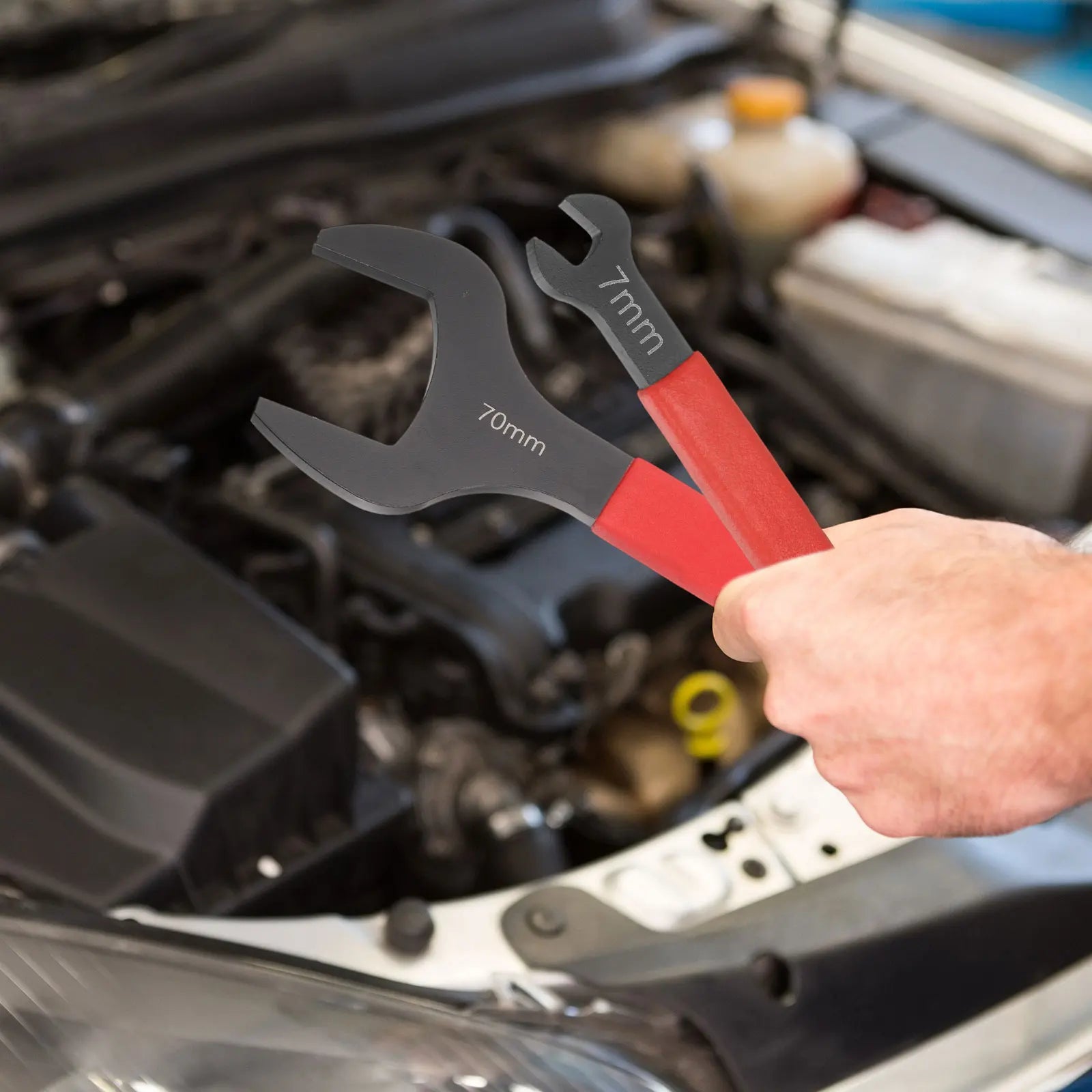 Uxcell 21mm-58mm Metric Single Open End Wrench 15 Degree Offset Angle U-Shaped Spanner Flat Head Blackening for Auto Repair