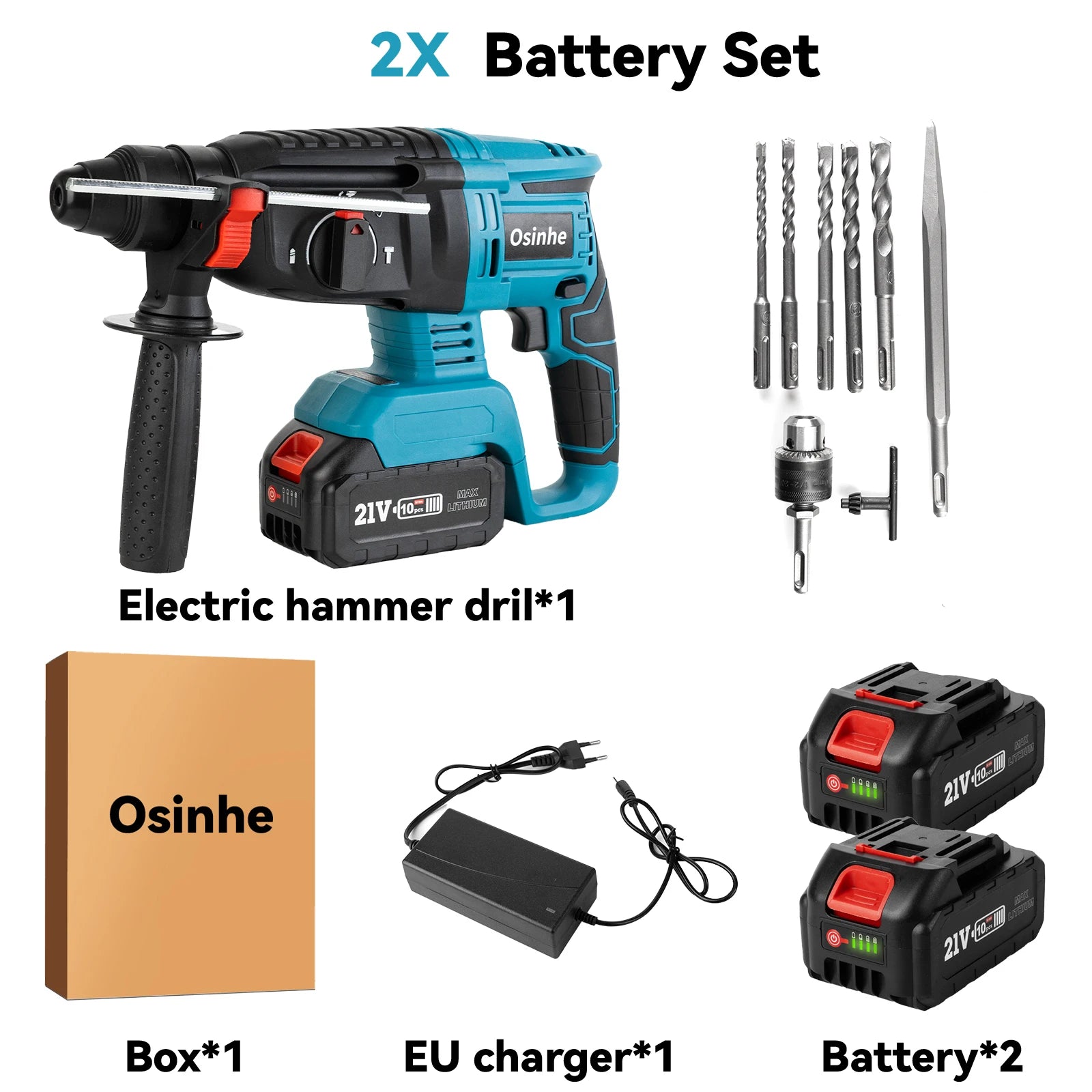 26mm Brushless Electric Hammer Drill Multifunctional Rotary Hammer Drill Cordless Impact Drill Tool For Makita 18V Battery Pin