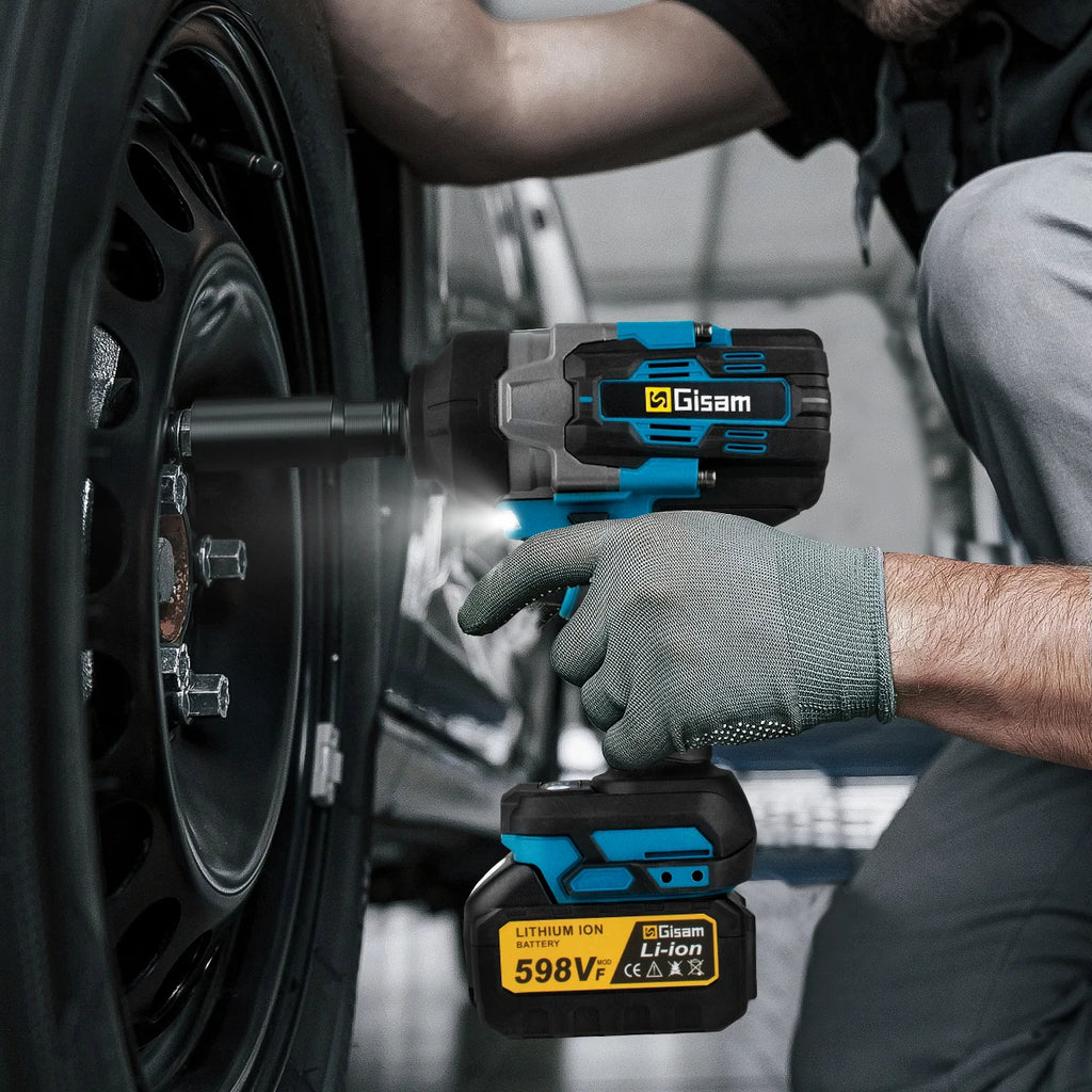 Gisam 2800N.M Brushless Electric Wrench 1/2 Inch Impact Wrench Electirc Screwdriver Drill Compatible with Makita 18V Battery Pin