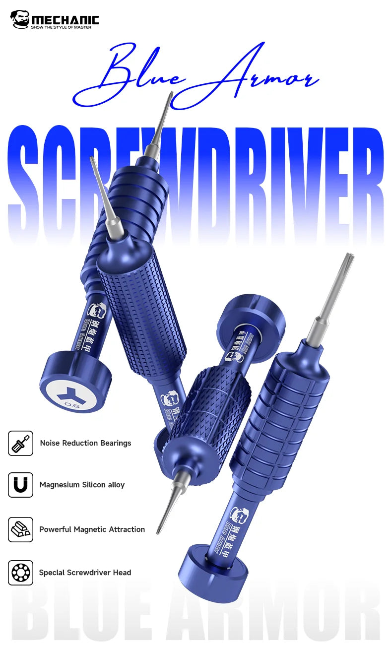 Mechanic Blue Armor 4in1 High Hardness Precision Screwdriver Plum blossom cross for IPhone bottom Internal disassembly tools