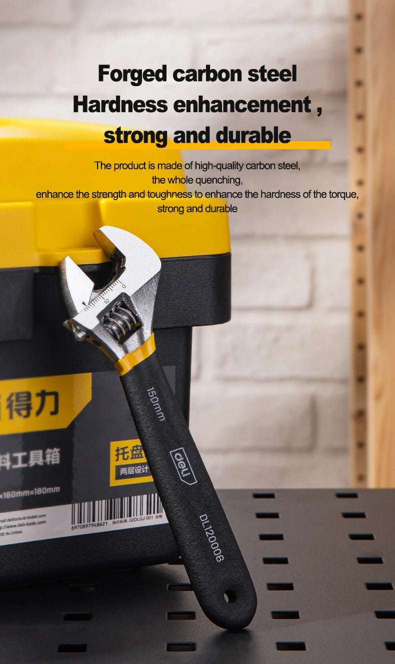 Deli Adjustable Spanner PVC Coated Handle Stainless Steel Universal Spanner Hand Tool 6 8 Inch Household Multifunctional  Wrench