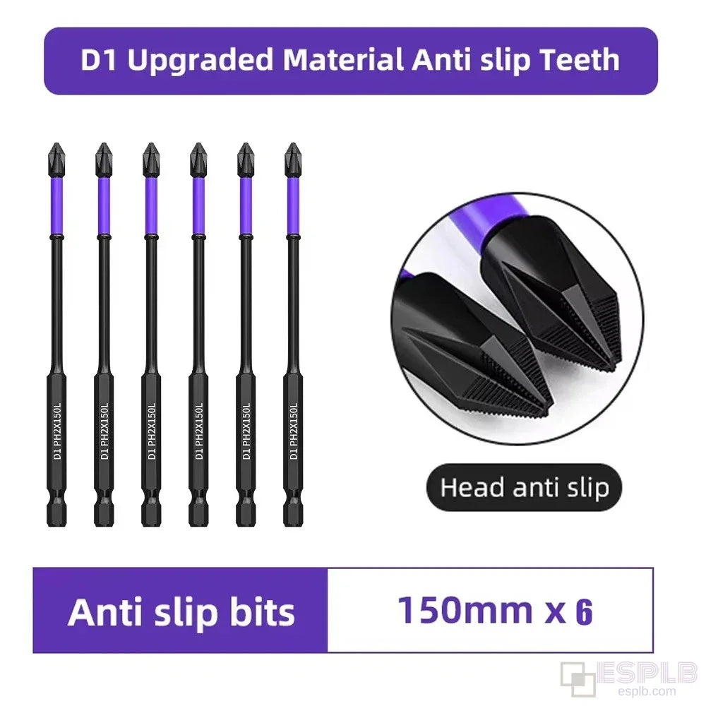 ESPLB 6pcs Non-Slip Upgraded High Hardness Strong Magnetic Phillips Screwdriver Bits Shockproof Hex Shank Alloy Steel Bits