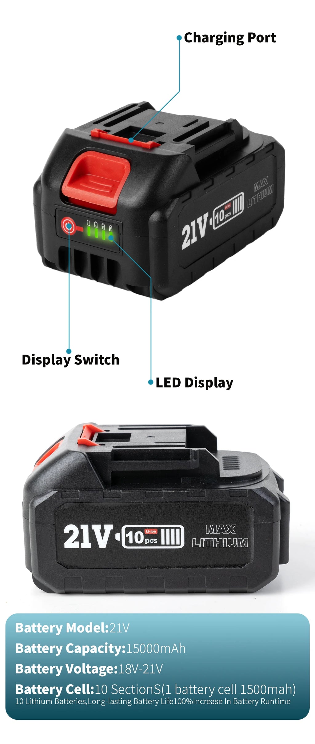26mm Brushless Electric Hammer Drill Multifunctional Rotary Hammer Drill Cordless Impact Drill Tool For Makita 18V Battery Pin