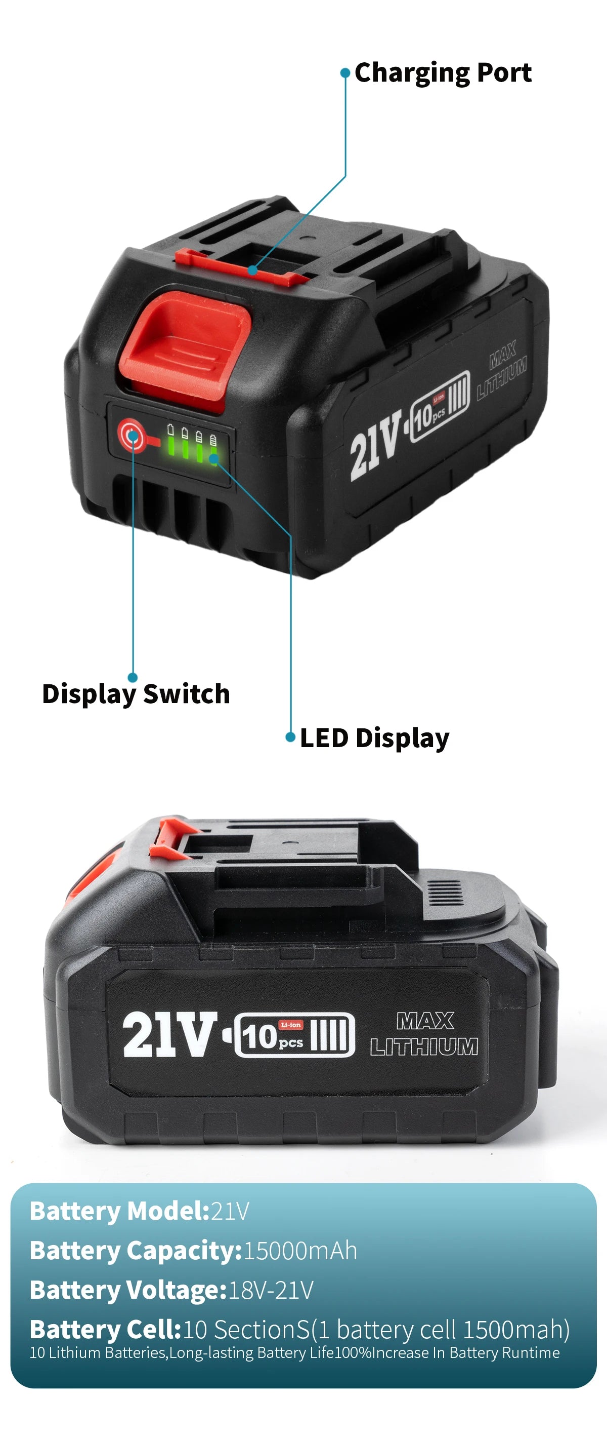 26mm Brushless Electric Hammer Drill Multifunctional Rotary Hammer Drill Cordless Impact Drill Tool For Makita 18V Battery Pin
