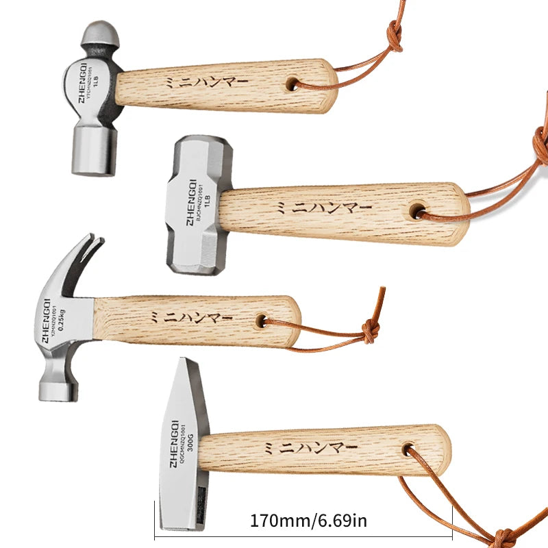 Mini Claw Hammer Household Tools Commonly Used in Woodworking Knock Out Nails Wooden Handle Small Hammer High Carbon Steel