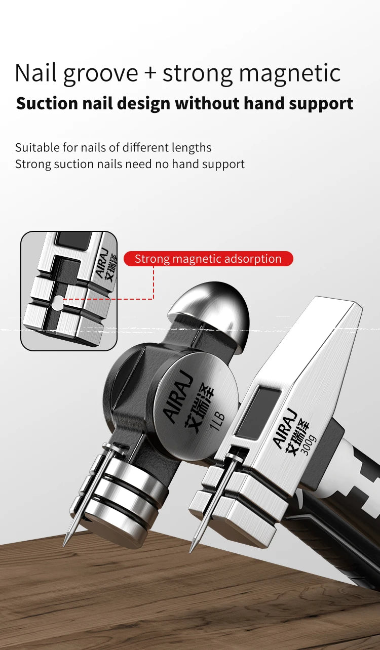 Small Hammer Mini Claw Hammer Head Fitter Hammer Octagonal Hammer Multifunctional Integrated Nail Hammer Nail Hammer Woodworking