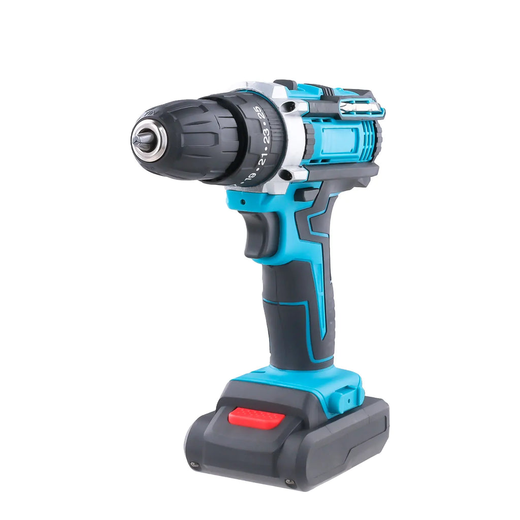 21V Cordless Brush Drill Driver with Impact Function Rotary Hammer 2-Speed Hammer Drill Electric Screwdriver Set With 2 Battery