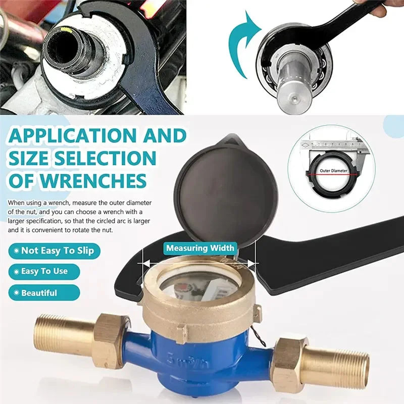 5pcs Hook Wrenches Tools Set C-Shape Spanner Anti Slip Half Moon Wrench Motorcycle Car Repair Shock Djustment Spanner Hand Tool