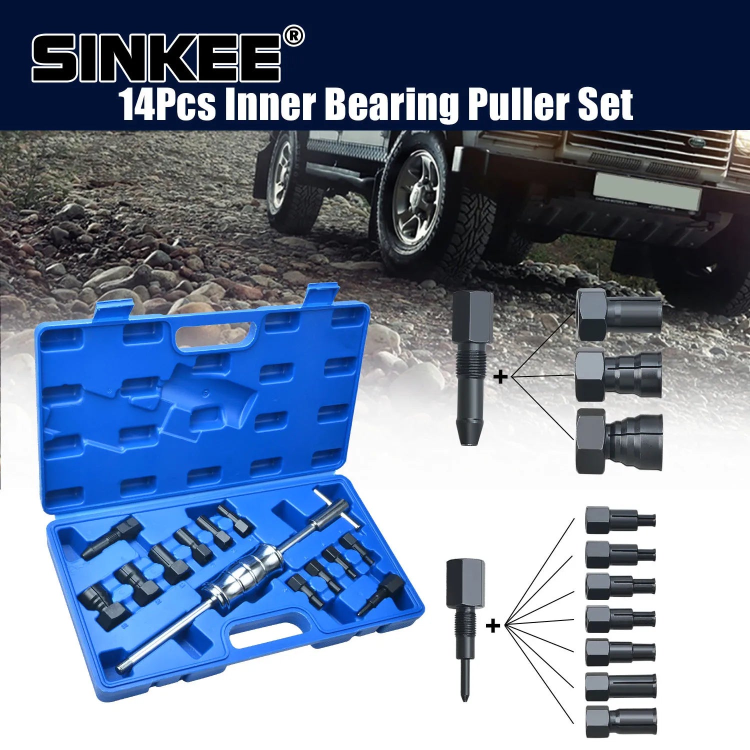 14pc 8-32MM Blind Hole Bearing Puller Set Internal Bearing Extractor Kit Slide Hammer Bearing Puller Insert Bearing Remover Tool