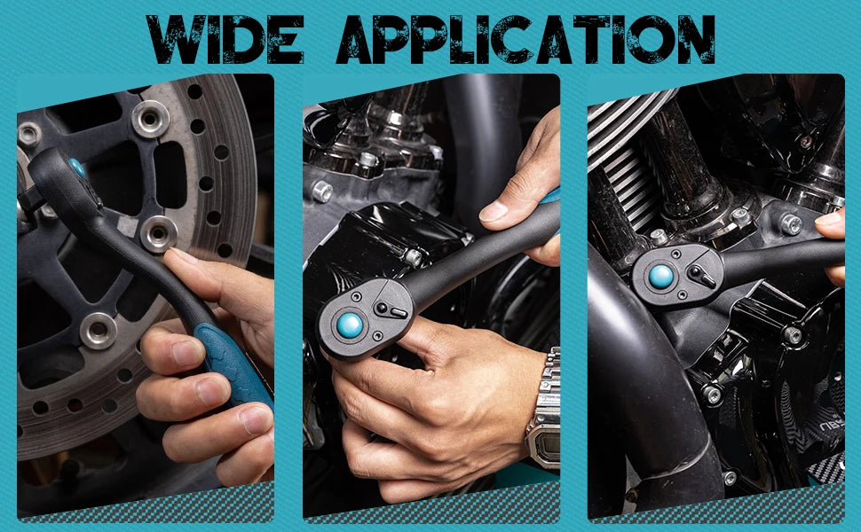 LIBRATON 72-Tooth Ratchet Wrench Quick Release Ratchet Handle Reversible 1/4'' 3/8'' 1/2'' Drive Auto Repair Tool Home DIY Tools