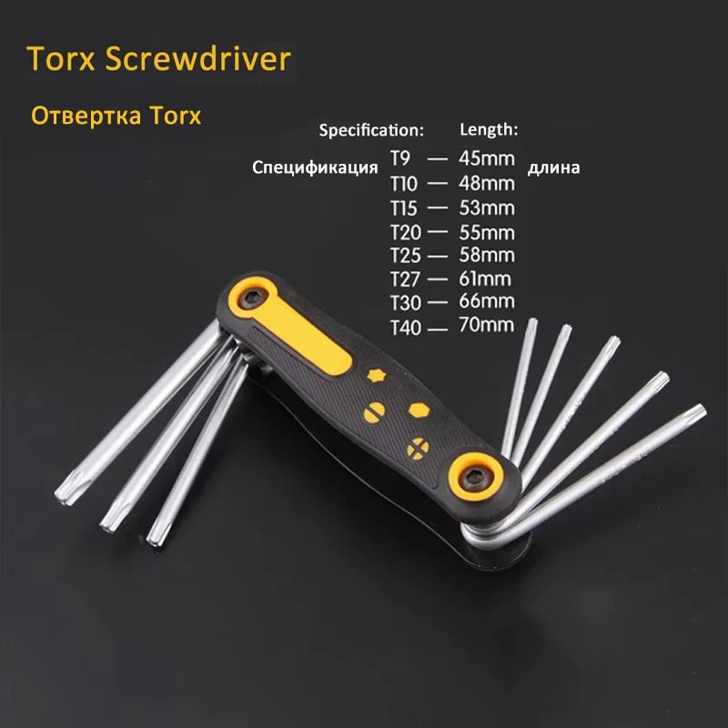 8 in 1 Folding Screwdriver Set Torx Screwdriver Mini Screwdriver Bits Kit Hexagon Torx Screwdriver Phillips Flat Screw Driver