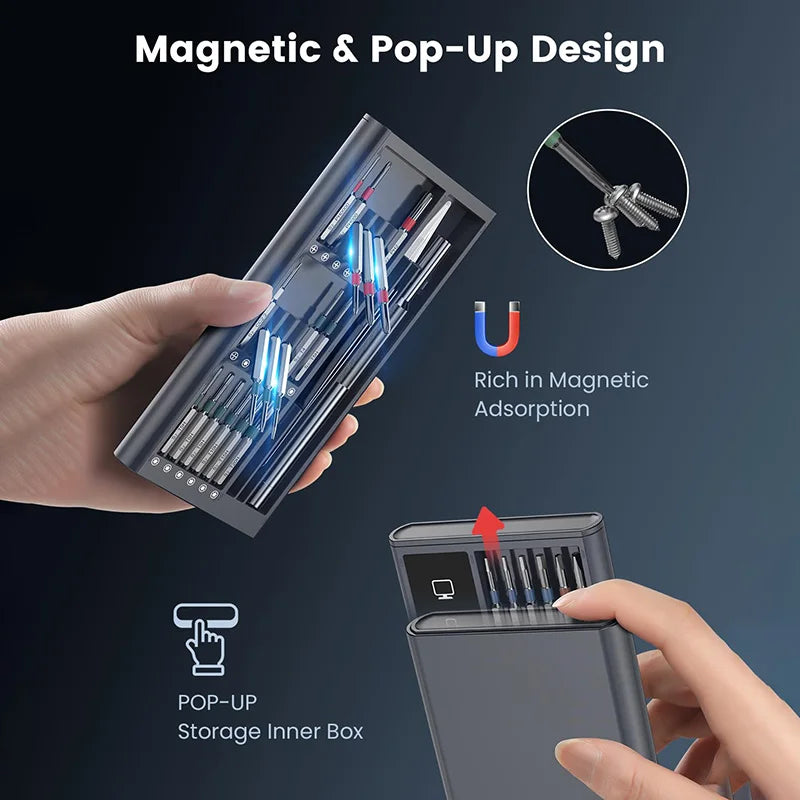 Precision Screwdriver Set, Screwdriver Kit with 36 Long S2 Bits, Magnetic Repair Tool for Glasses, Watches, PC, Computer, Camera