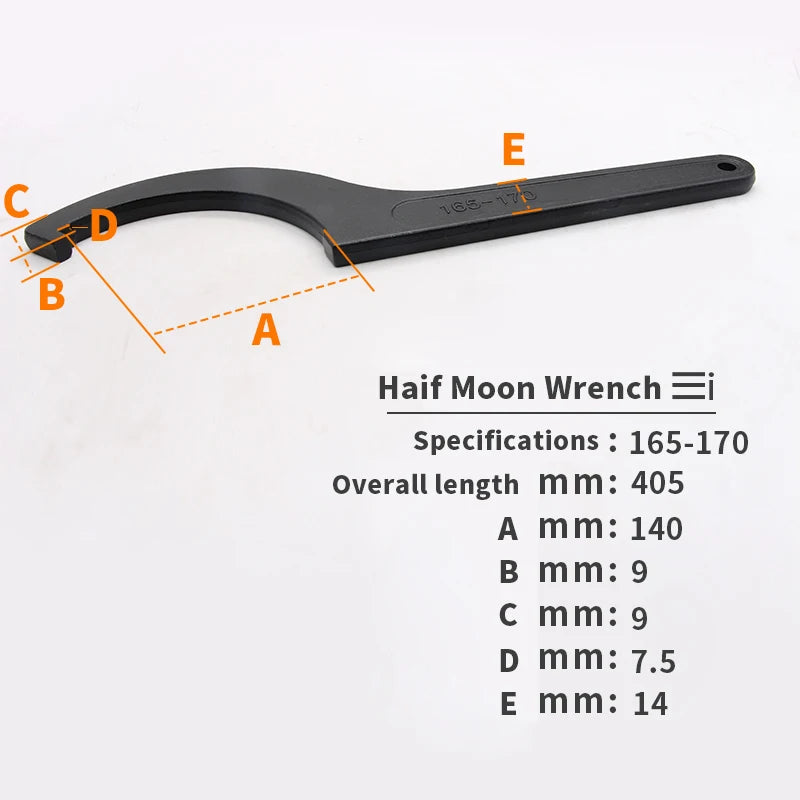 1pcs Round Nut Hook Spanner Mill Holder Half Moon Wrench 22-26 34-36 38-42 45-52 55-62 85-105 90-95 165-170