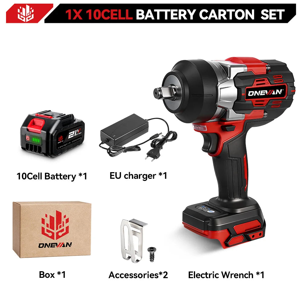 ONEVAN 2800N.M 2800W Brushless Electric Impact Wrench 1/2 Inch Cordless Wrench Screwdriver Power Tool For Makita 18V Battery Pin