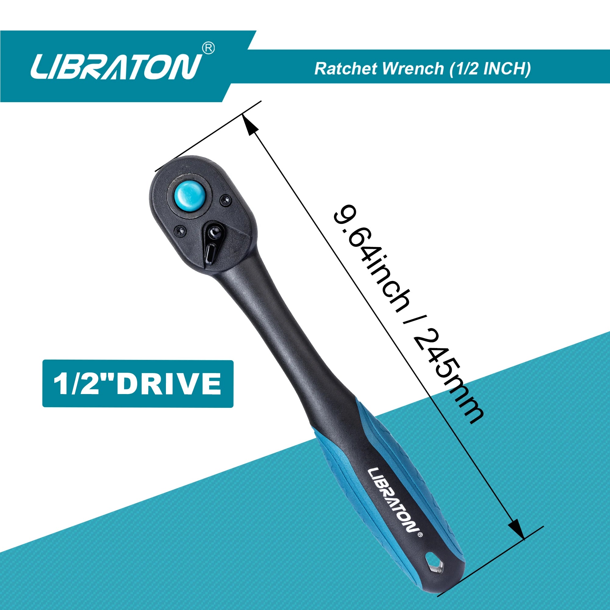 LIBRATON 72-Tooth Ratchet Wrench Quick Release Ratchet Handle Reversible 1/4'' 3/8'' 1/2'' Drive Auto Repair Tool Home DIY Tools