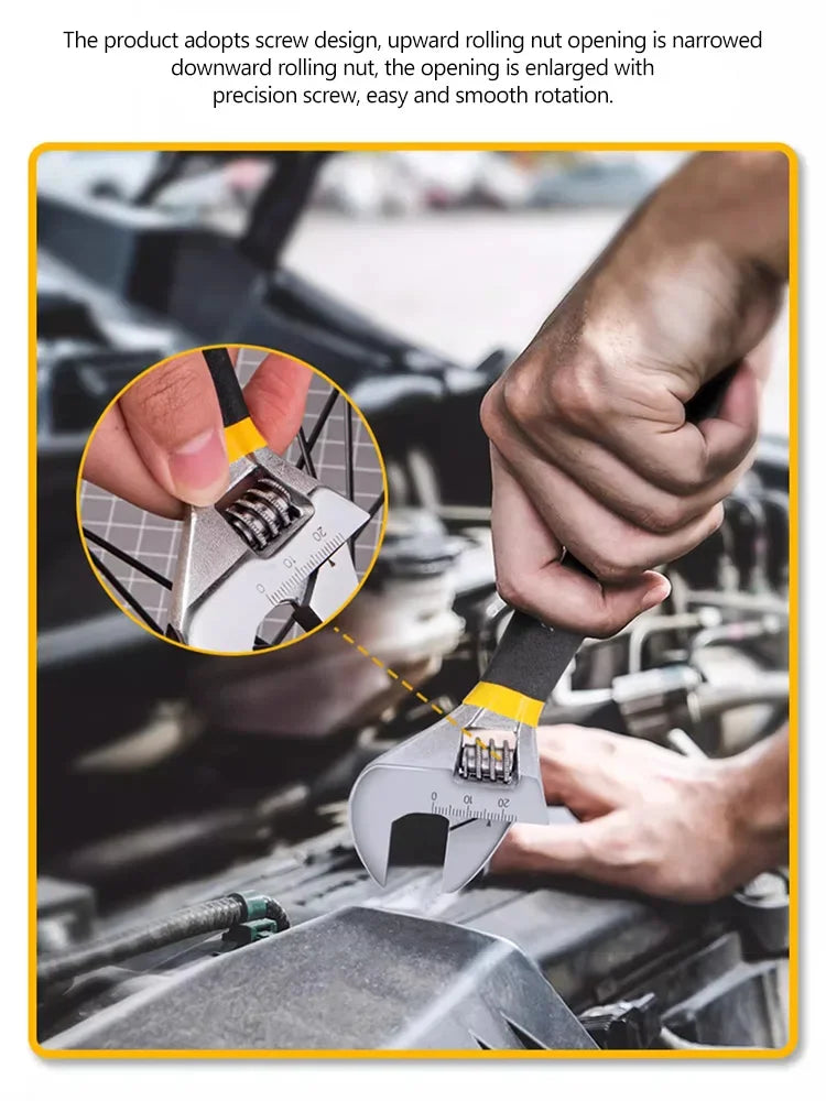Deli Adjustable Wrench Car Bicycle Wrenchs Dip Plastic Carbon Steel Universal Spanner Mechanical Workshop Hand Repair Tools