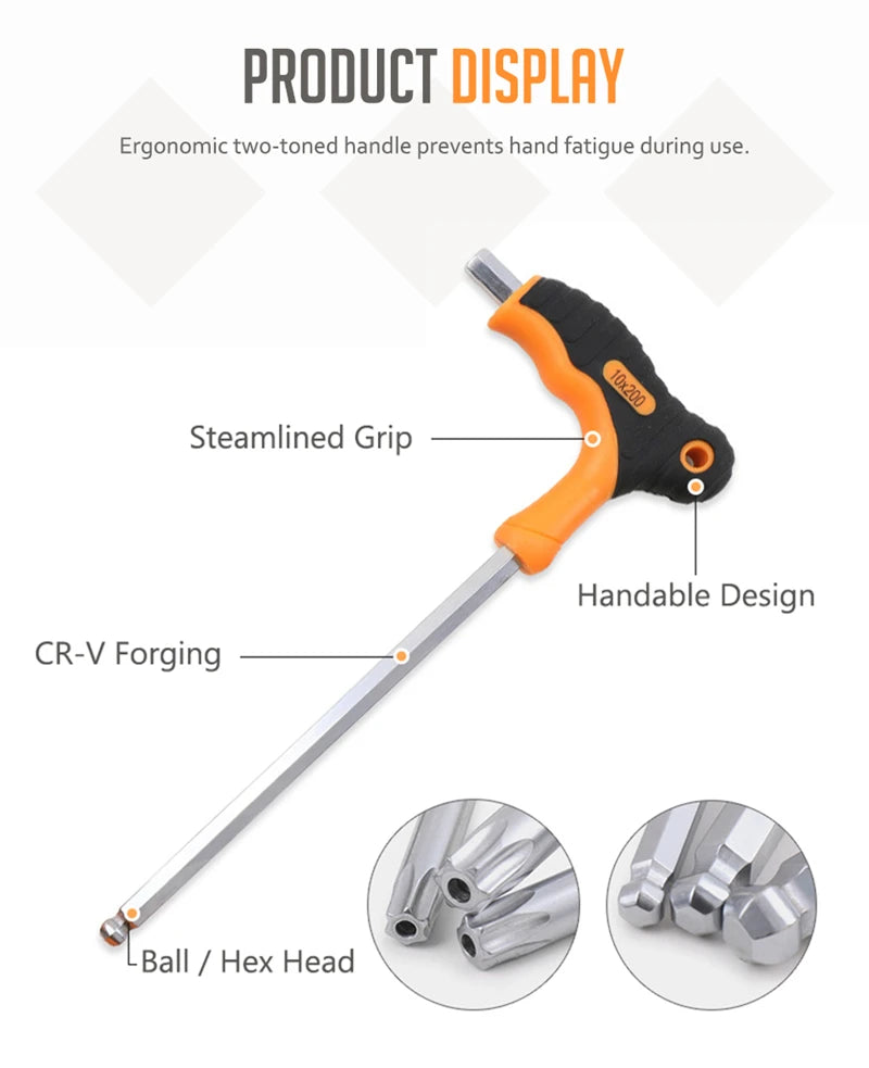 Professional Color Coded Long Hex Key Set,10 Piece Metric Allen Key Set,Easily Access Hard-to-Reach Spots, Includes Storage Case