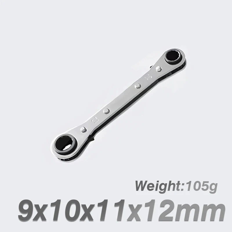4-in-1 Wrench Double Head Ring Ratchet Wrench 6/8/9/10/11/12/13/14/15/16/17/18/19/21mm Chrome Vanadium Steel Ratchet Spanner Set