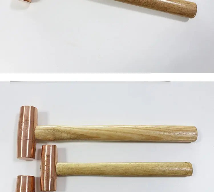 Red Copper Round Drum Hammer with Wooden Handle Double sided Hammer Red Copper Round Drum Hammer 1p-3p