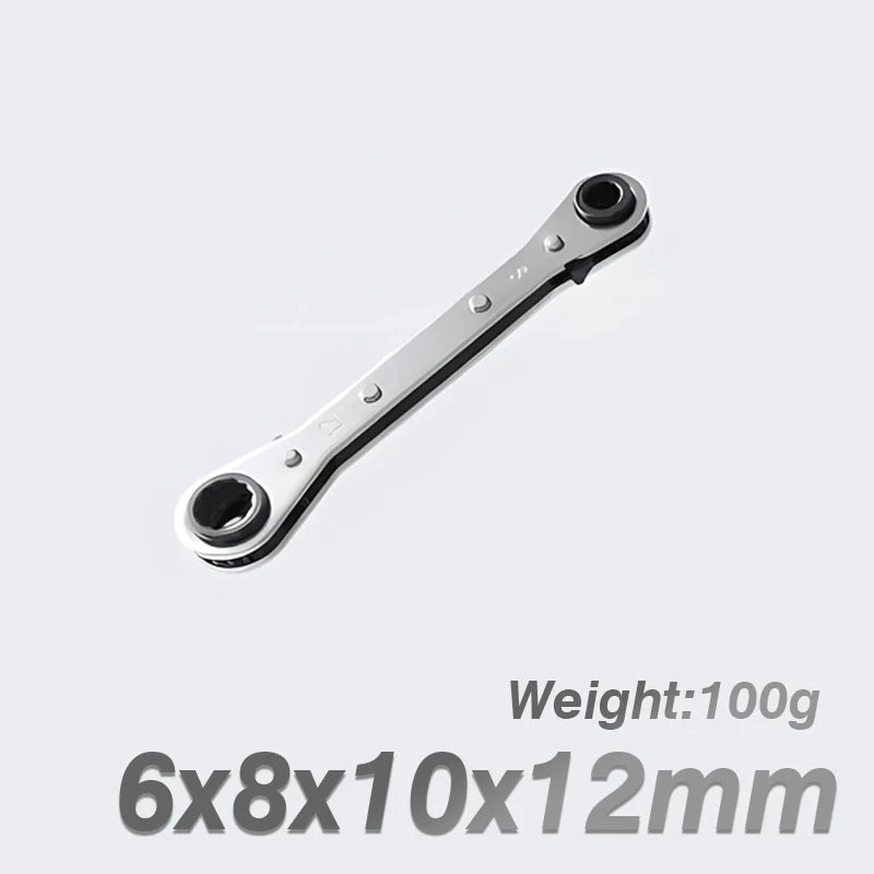 4-in-1 Wrench Double Head Ring Ratchet Wrench 6/8/9/10/11/12/13/14/15/16/17/18/19/21mm Chrome Vanadium Steel Ratchet Spanner Set